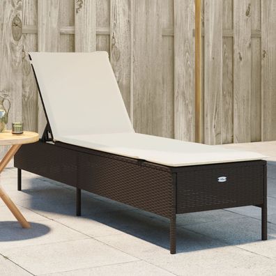 vidaXL Sonnenliege mit Auflage Braun Poly Rattan