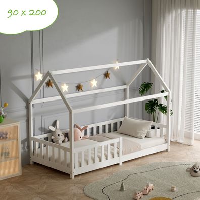 Kinderbett 90x200 Hausbett mit Rausfallschutz