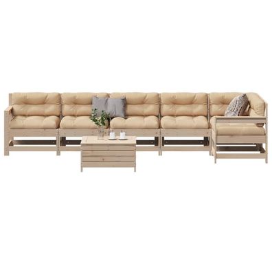 vidaXL 7-tlg. Garten-Lounge-Set mit Kissen Massivholz Kiefer