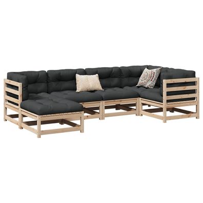 vidaXL 6-tlg. Garten-Sofagarnitur Massivholz Kiefer