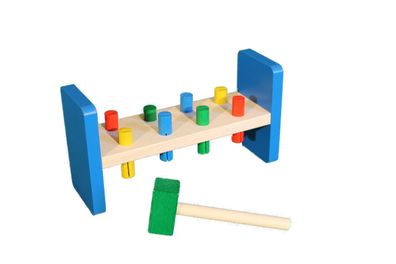 Holzspielzeug Klopfbank mit Hammer BxHxT 27x9x4cm NEU Holzspiel Geduldsspiel