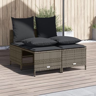 vidaXL 4-tlg. Garten-Sofagarnitur mit Kissen Grau Poly Rattan