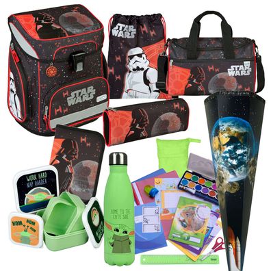 Scooli Schulranzen STAR WARS 24 Teile-Set Yoda Darth Vader The Child mit viel Zubehör