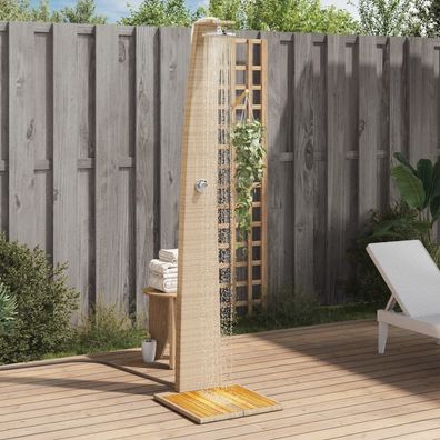 vidaXL Gartendusche Beige 55x60x224 cm Poly Rattan und Akazienholz