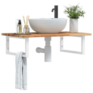 vidaXL Waschbeckenregal Wandmontage Stahl und Akazienholz
