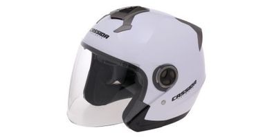 Jethelm Roller Helm Crosshelm Motorradhelm Magnum Cassida weiß mit Visier