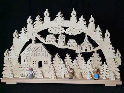 Schwibbogen mit Winterfiguren und Beleuchtung BxHxT 70x43x7cm NEU Lichterbogen