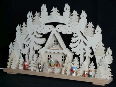 Schwibbogen mit Winterfiguren und Beleuchtung BxHxT 70x43x7cm NEU Lichterbogen