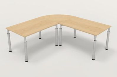 Winkelschreibtisch YE2 200 x 200 cm Gestell Silber Schreibtischkombination