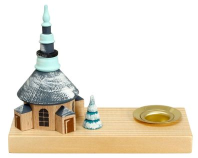 Kerzenhalter mit Kirche bunt BxHxT 100x80x45mm NEU Weihnachten Kerzensockel Licht