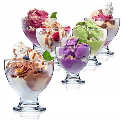 KADAX Eisbecher Glas Set, Eisschalen, Dessertgläser mit Fuß, Eisgläser 450 ml