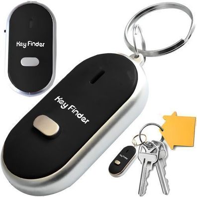 Schlüsselfinder Keyfinder mit Pfeife und LED-Taschenlampe Schlüssel Schwarz Retoo