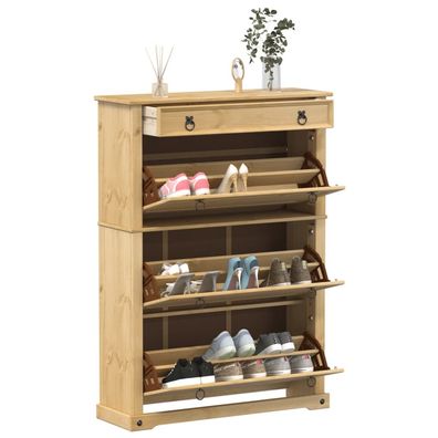 vidaXL Schuhschrank Corona 99x32x138 cm Massivholz Kiefer