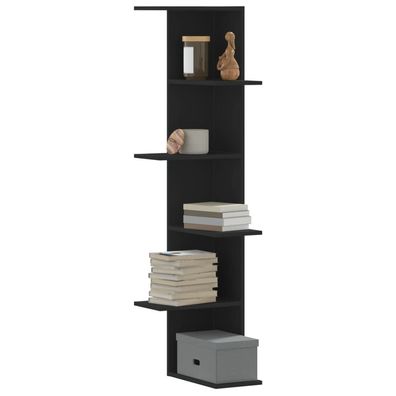 vidaXL Wand-Eckregal Schwarz 36,5x36,5x140 cm Holzwerkstoff
