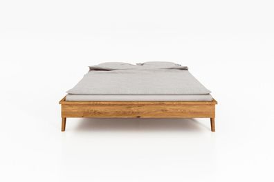 Bett Jetro 3 Sonderlänge 140x190 Kernbuche massiv ohne Kopfteil mit Holzbeinen