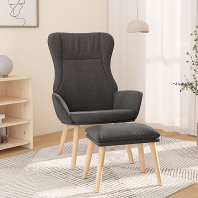 vidaXL Relaxsessel mit Hocker Dunkelgrau Stoff