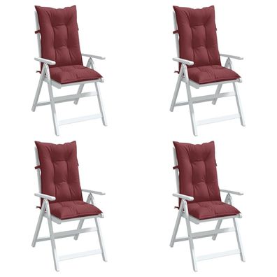 vidaXL Hochlehner-Auflagen 4 Stk. Melange Weinrot 120x50x7 cm Stoff