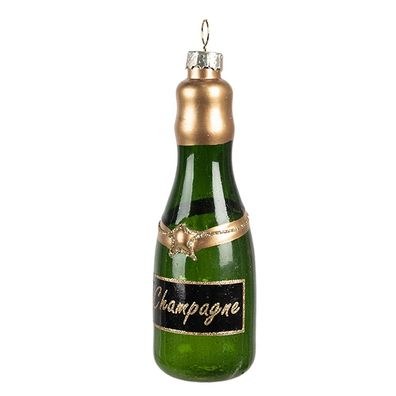 Clayre & Eef Weihnachtsanhänger Flasche 12 cm Grün Glas (Gr. Ø 4x12 cm)