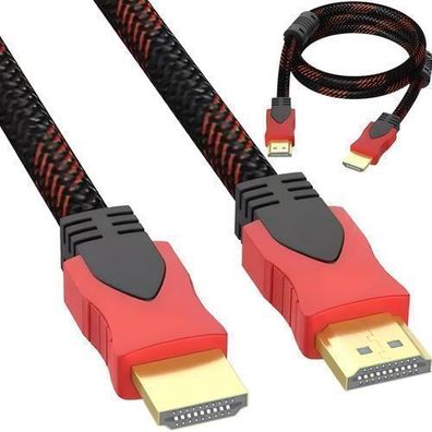 Kabel HDMI 3D 4K UHD 2160p und HD 1080p Highspeed Geflochten Schwarz 1,35m Retoo