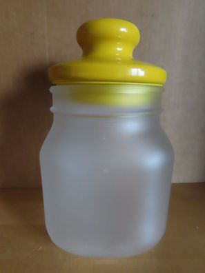 Glas mit gelben Keramik Deckel Bonbonglas oder Aufbewahren 1L/ Apothekerglas