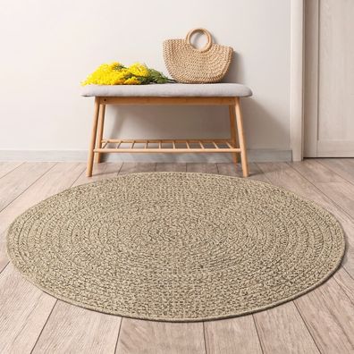 vidaXL Teppich ZIZUR Ø 200 cm Jute-Optik Indoor und Outdoor