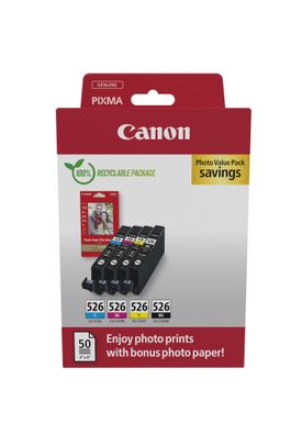 Canon Tintenpatronen Multipack + Fotopapier CLI-526 (4 Farben)