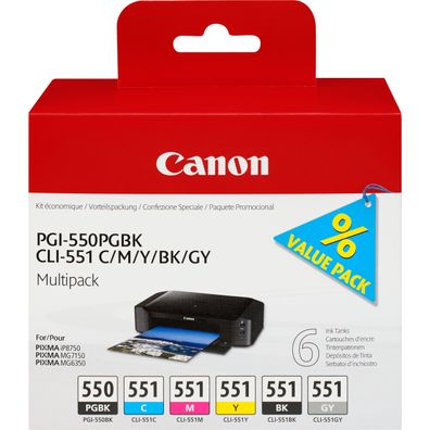 Canon Tintenpatronen Multipack PGI-550/CLI-551 (6 Farben)