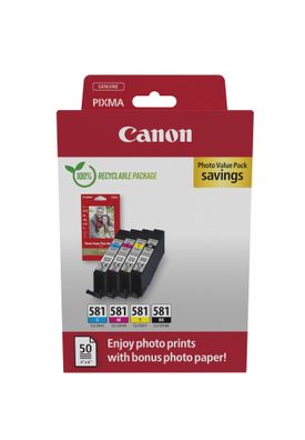 Canon Tintenpatronen+Fotopapier CLI-581 (4 Farben)