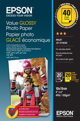 Epson Fotopapier glänzend C13S400044 (10x15cm-40 Blatt)