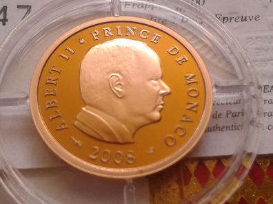 Original 20 euro 2008 PP Monaco Fürst Albert II. von Monaco 6,45g 900er Gold im etui