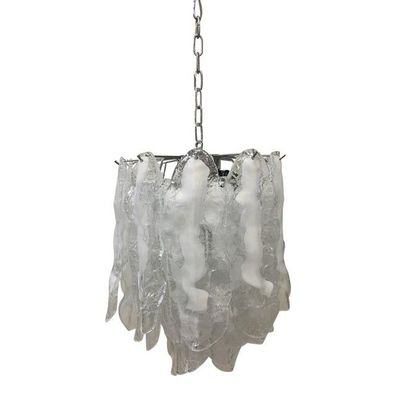 Italian Murano Glass Chrome Metal Frame Sputnik Chandelier by SimoEng