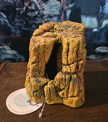 Nano Felsen ocker 12x12x13cm - Höhle Versteck Deko Aquarium Steinoptik Garnelen