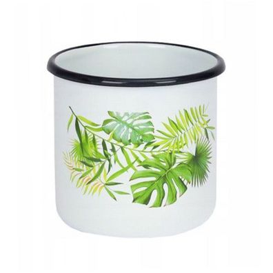 Tasse emailliert "Monstera", 0,4 L