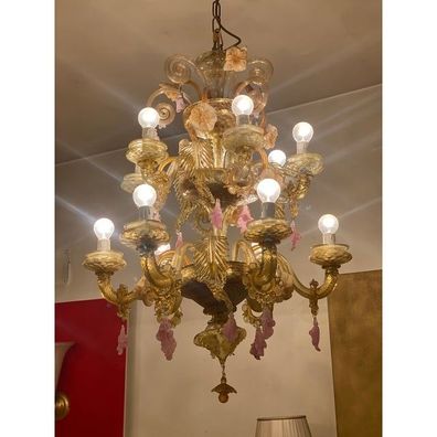 Italian Style Murano Glass Multicolors With Flowers Chandelier by SimoEng