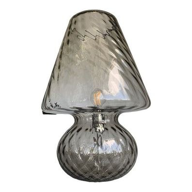 Smoked Fume´ Murano Style Glass Table Lamp With Diamond Processing "Ballotton" Lamp