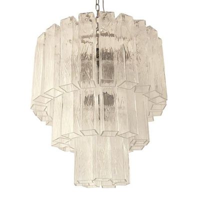 Contemporary Clear "Square Tubes" Murano Glass Chandelier by SimoEng