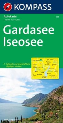 Kompass Autokarte Gardasee, Iseosee 1:125.000,