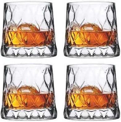 Pasabahce 4er-Set Leafy Old Fashioned Special Design Premium Whiskyglas mit schwer