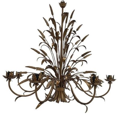 Florentine Art Brown and Gold Handmade Brushed Metal 8 Light Wrought Iron Chandelier