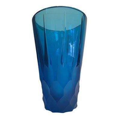 2020s Italian Blue Crystal Handmade Cut Vase by SimoEng