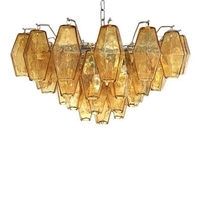 Contemporary Amber “Poliedri” Murano Glass Chandelier by SimoEng