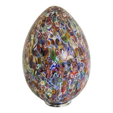 Contemporary Floral Multicolor Murano Style Glass Egg Table Lamp by SimoEng