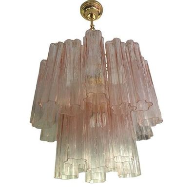 Pink Murano Glass Style Tronchi Venini Chandelier by SimoEng