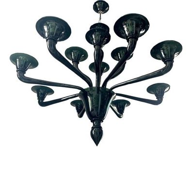 Contemporary Translucent Green-Bottle Murano Style Glass Chandelier by SimoEng