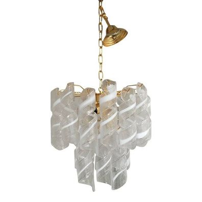 Murano Glass Virgola Venini Style Multicolor Chandelier by SimoEng