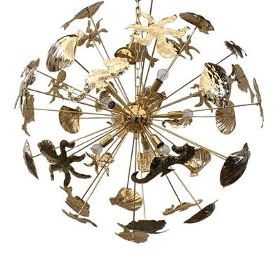 Brass Metal Frame Sputnik Chandelier Gold Metal Frame by SimoEng