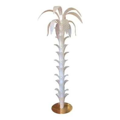 Vintage Opalino Palm Tree Murano Glass Floor Lamp in the Style of Napoleon Martinuzzi