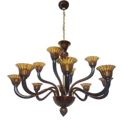 Tobacco Murano Style Glass Chandelier by SimoEng