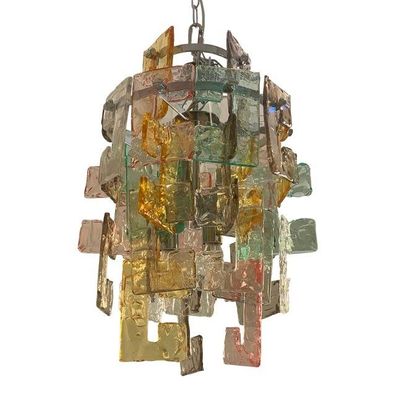 Contemporary Multicolors “Handmade C” Chandelier Murano Glass Style in Venini Style