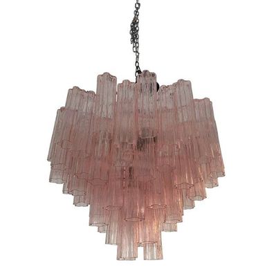 Murano Style Glass Sputnik Chandelier Pink and Brunito Metal Frame by SimoEng